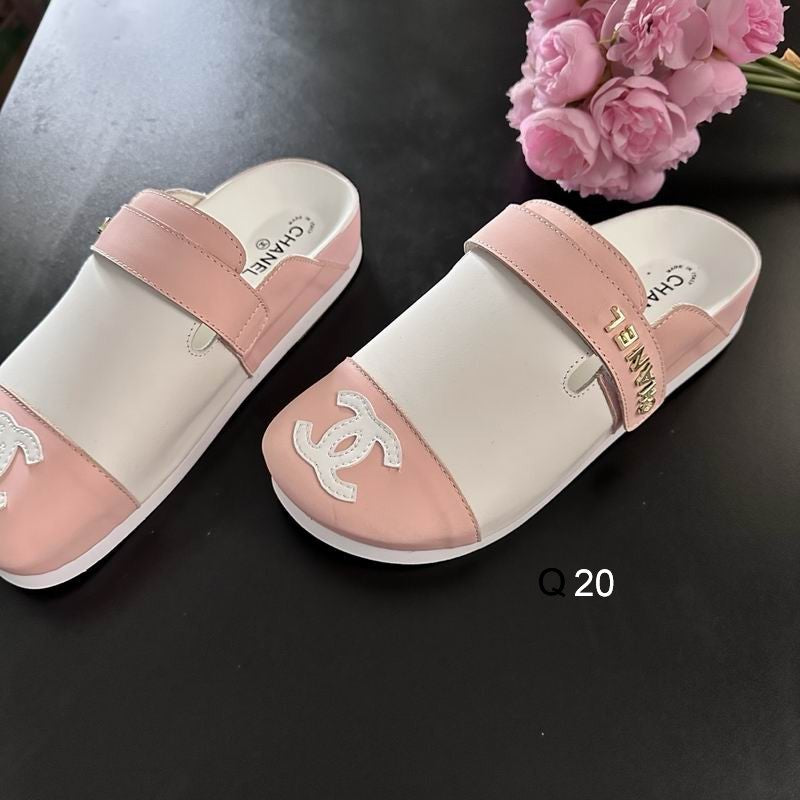 Chanel Blush Pink Double-Strap Slide Sandals