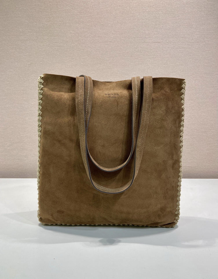 Prada Suede Tote Bag – Camel