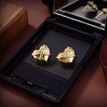Saint Laurent YSL Gold-Tone Sculptural Statement Stud Earrings